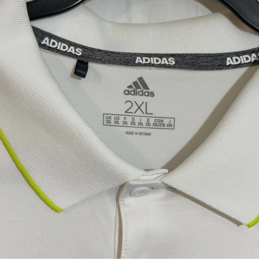 Adidas Shirt Mens 2XL White Performance Short Sleeve Golf Polo